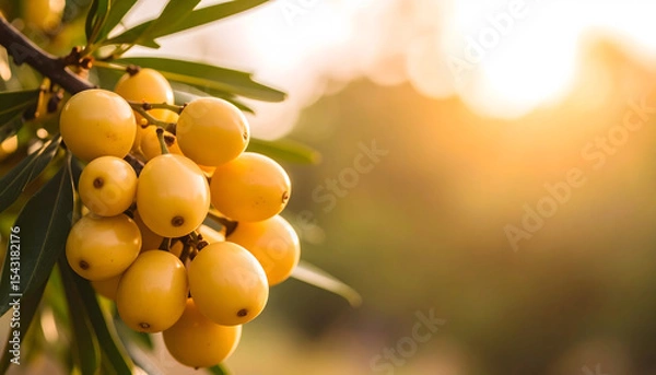 Obraz Sunlit Landscape with Tree and Yellow Berries