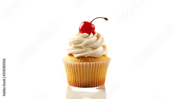 Obraz Veg cupcake with cherry on top isolated transparent background
