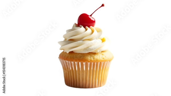 Obraz Veg cupcake with cherry on top isolated transparent background
