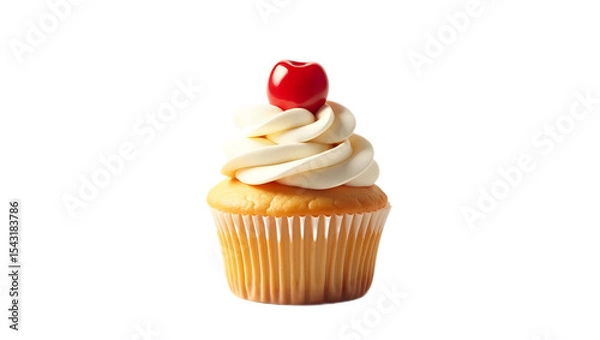 Obraz Veg cupcake with cherry on top isolated transparent background
