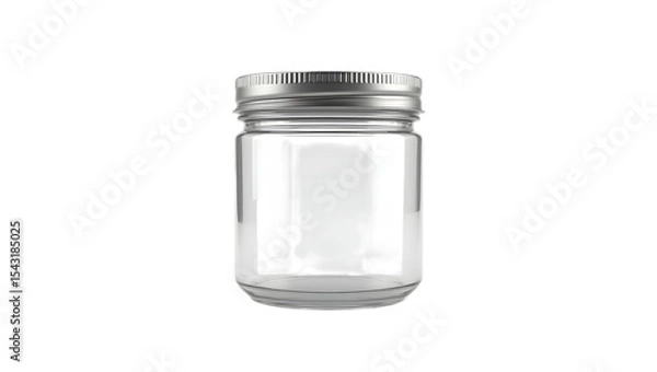 Obraz Empty glass jar isolated on transparent background PNG