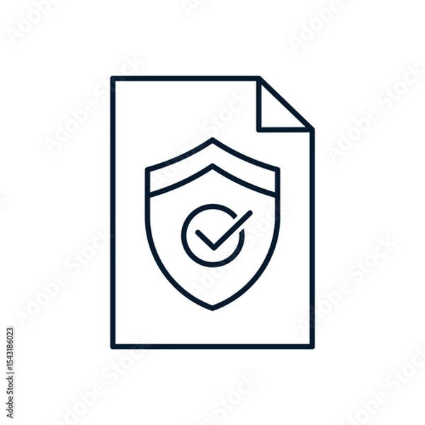 Fototapeta File, shield. Privacy policy concept. Vector linear icon isolated on white background.