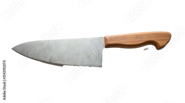 Obraz Professional stainless steel chef knife with sharp blade and ergonomic handle, isolated on transparent background—perfect for culinary designs, food prep visuals, and kitchen branding.
