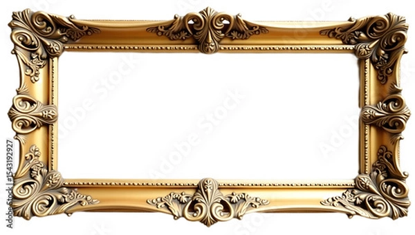 Obraz Classic wooden photo frame with an empty inner space, isolated on transparent background—perfect for photo mockups, interior design, or decorative art layouts.
