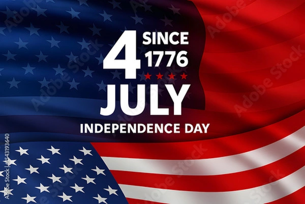 Fototapeta American flag waves for independence day since 1776 in july