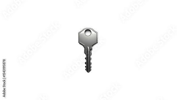 Obraz Shiny silver key with classic cut and metallic texture, isolated on transparent background—ideal for security, access, real estate, and digital design themes.
