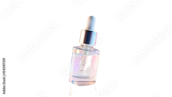 Obraz Minimalist face serum bottle with dropper cap, isolated on transparent background—ideal for skincare branding, cosmetic mockups, and beauty product designs.
