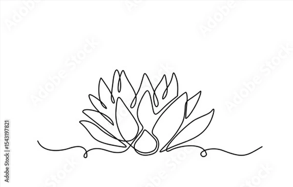 Obraz Lotus flower continuous line drawing. Hand drawn one line vector. Editable stroke