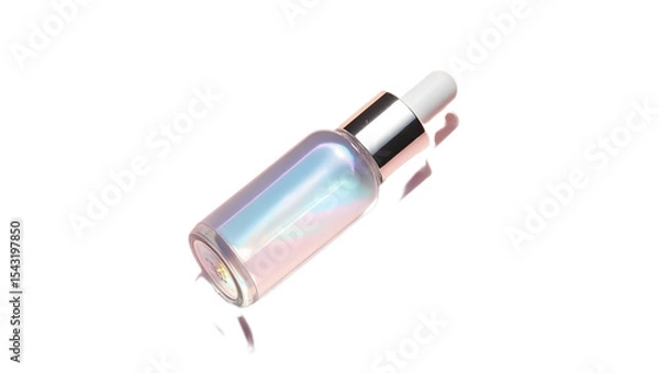 Obraz Minimalist face serum bottle with dropper cap, isolated on transparent background—ideal for skincare branding, cosmetic mockups, and beauty product designs.