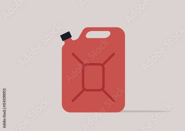 Obraz A bold red canister rests on a soft pastel surface, showcasing its sleek design, It symbolizes efficiency and practicality, alluding to outdoor adventures or fuel storage