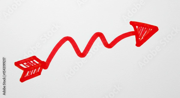 Fototapeta hand drawn arrow with red marker on white background