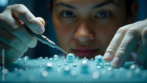 Fototapeta Highly Magnified Cinematic Close-up of CRISPR Gene Editing, A Glimpse into the Future of Biotechnology and Scientific Precision