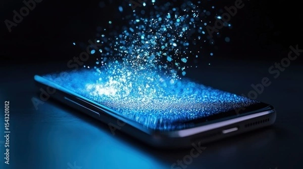Fototapeta Modern Smartphone Display with Vibrant Gradient Colors and Clean Design, Isolated on a Dark Studio Background, Professional Product Photography.