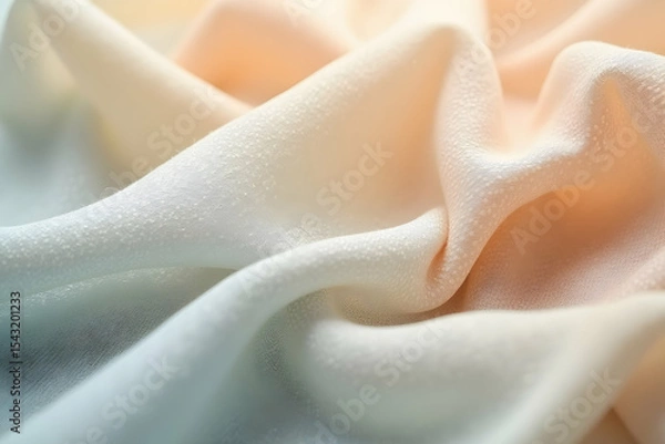 Fototapeta Intricate texture of light fabric reveals subtle patterns and delicate folds in a gentle blend of colors
