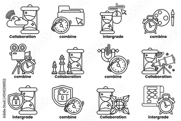 Fototapeta The image is a collection of different clock faces