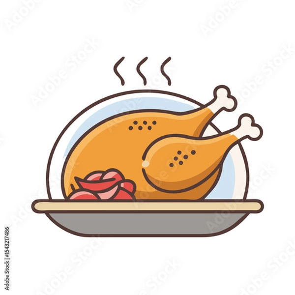 Fototapeta Roasted chicken icon 
