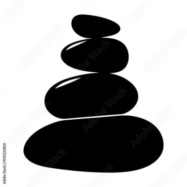 Fototapeta Silhouette of a Stone Cairn Representing Balance, Tranquility, and Meditation