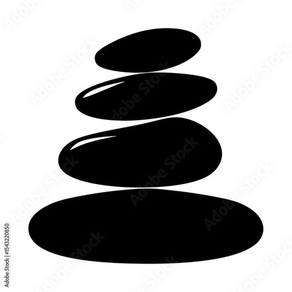 Fototapeta Simple illustration of balanced zen stones stack in black color on white