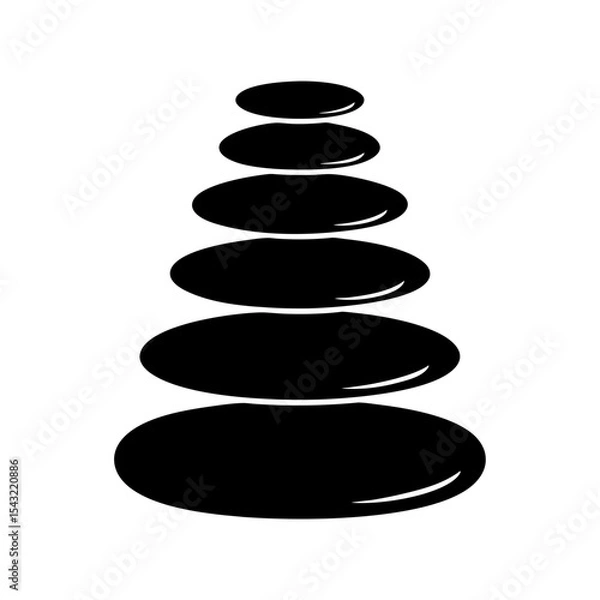 Fototapeta Balanced black stones stacked on top of each other in tranquil harmony
