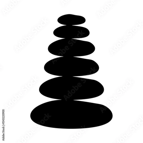 Fototapeta Silhouette of balanced stones forming a cairn symbol on a white background