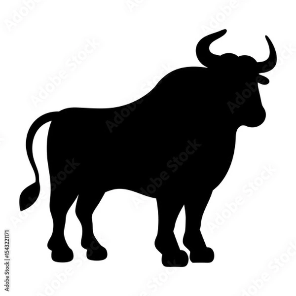 Fototapeta Silhouette of a powerful bull, standing tall with strong presence