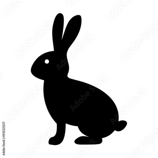 Fototapeta Silhouette of a black rabbit or hare against a white background image