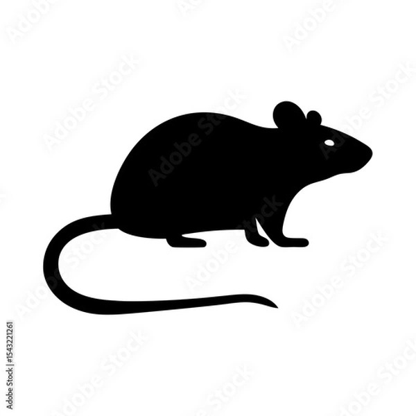 Fototapeta Black silhouette of a rodent, possibly a rat or a mouse, isolated
