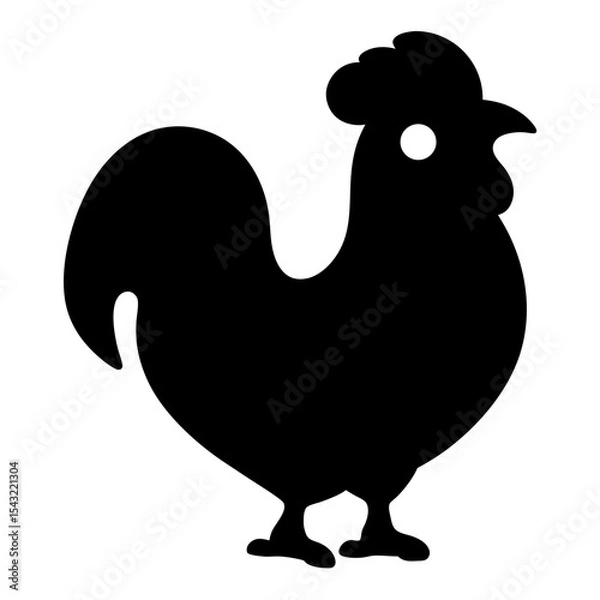 Fototapeta Simple black silhouette of a rooster standing tall on its feet