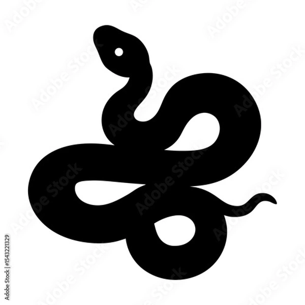 Fototapeta Stylized black snake coiled and ready to strike with white background