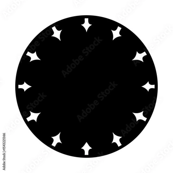 Fototapeta Abstract black circle with star shaped cutouts positioned around the edge