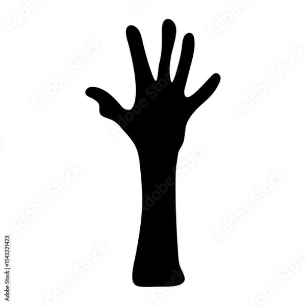 Fototapeta Stylized silhouette of a creepy tree or strange hand reaches upwards