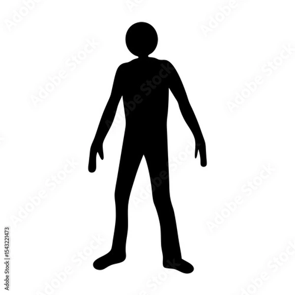 Fototapeta Full body silhouette of a human figure standing straight with open arms