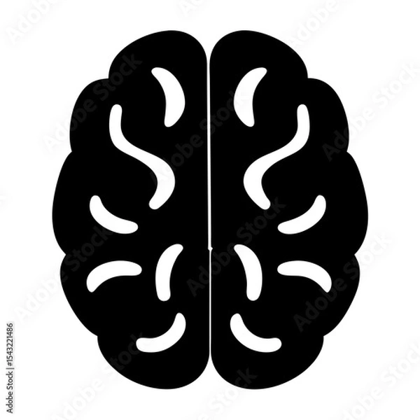 Fototapeta Black and white brain vector illustration representing intelligence and thinking process