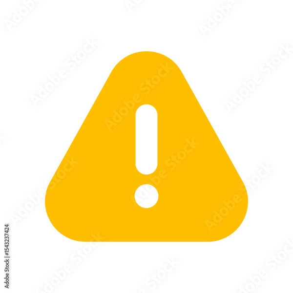 Obraz Yellow exclamation mark glyph icon. Yellow warning sign or badge vector solid. Caution or attention filled symbol transparent background