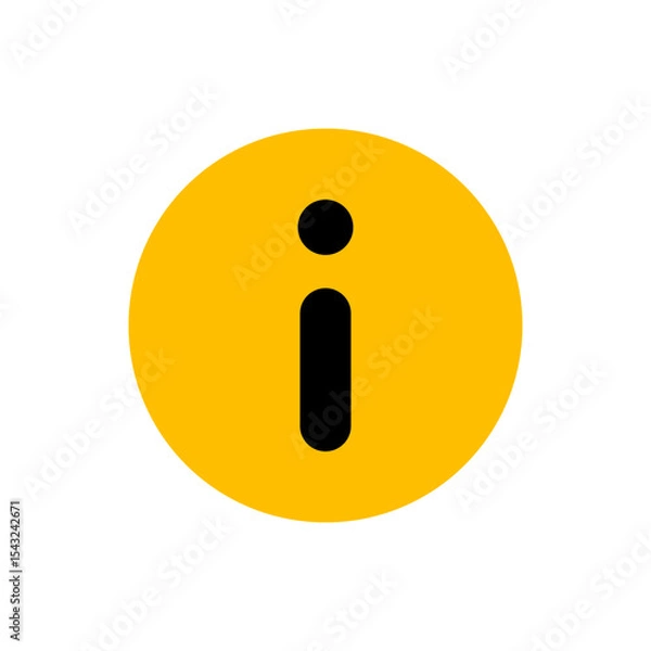 Obraz Black letter i in yellow circle. Info symbol vector icon