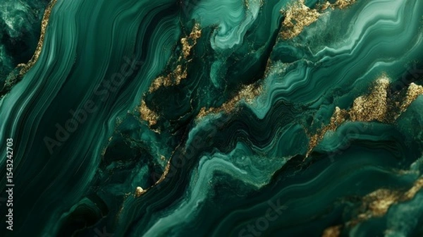Obraz Luxurious malachite green marble texture with striking gold veins perfect for creating a high-end design or decorative backdrop Abstract fluid art background