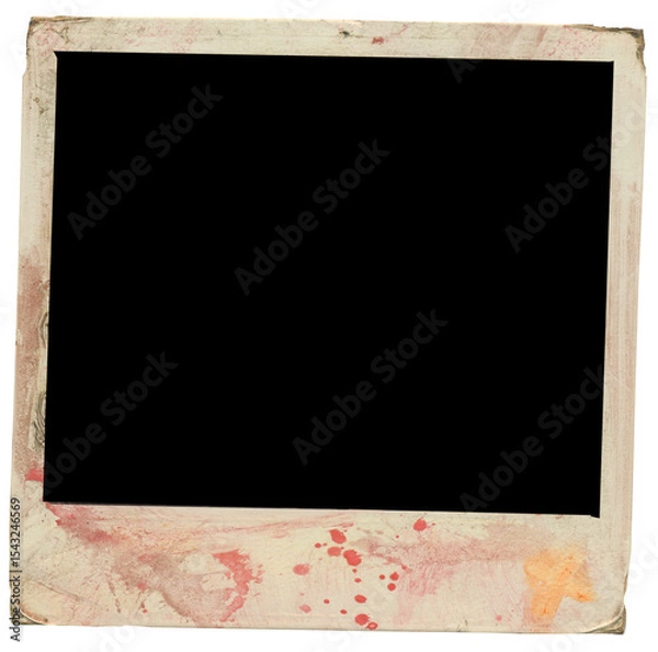 Obraz Vintage,grungy empty photo frame, vintage photo print isolated on transparent background with free pics space 
