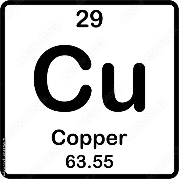 Fototapeta Chemical element on periodic table. Copper or Cu