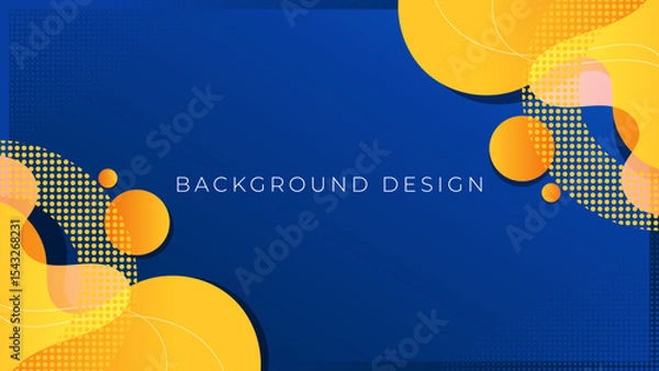 Fototapeta Modern Abstract Blue and Yellow Geometric Background Design. Blue Background with Yellow Fluid Wave Object Decoration