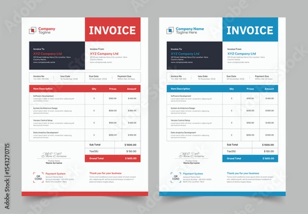 Obraz Invoice template vector design