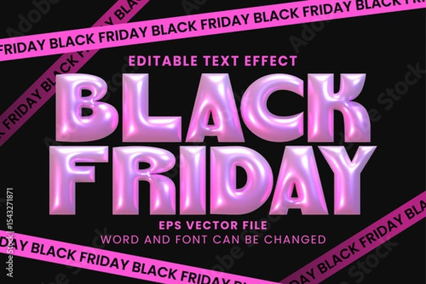 Fototapeta Black friday promotion 3d inflated chrome text effect