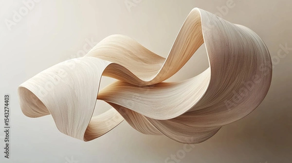Fototapeta Sculptural Wood Swirls Abstract Beige Forms in Motion