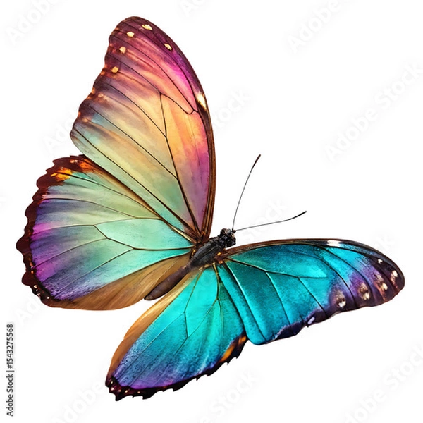 Obraz Vibrant morpho butterfly wings isolated on transparent background