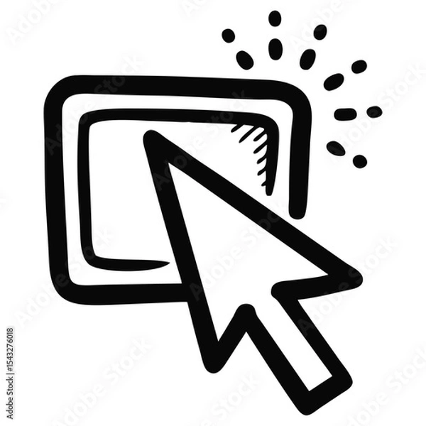 Fototapeta Cursor clicking Icon, Doodle Style, interaction or pointer Symbol