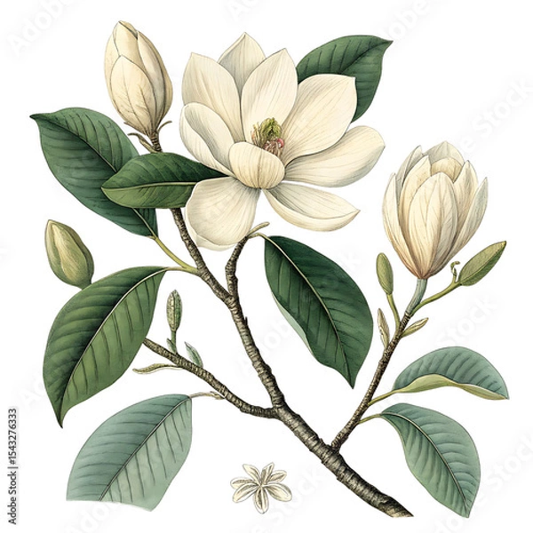 Obraz Elegant magnolia branch isolated on transparent background