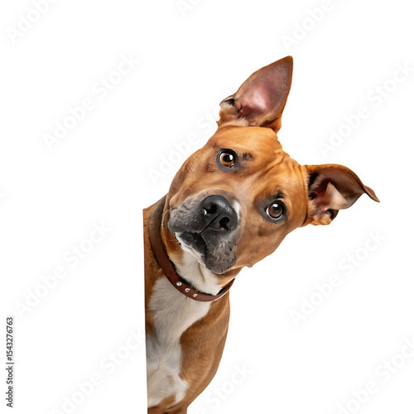 Obraz Curious brown dog portrait isolated on transparent background