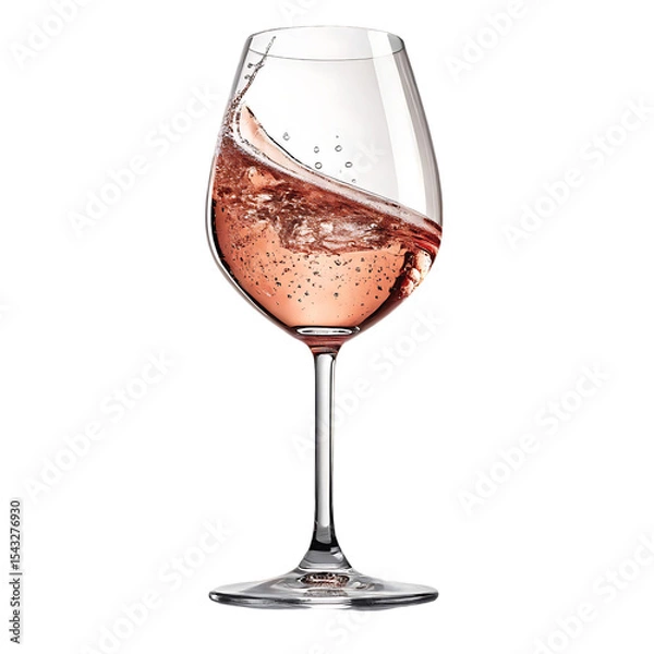 Obraz Rose wine splash in glass isolated on transparent background
