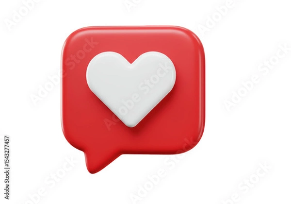 Fototapeta Isolated Red Speech Bubble with White Heart