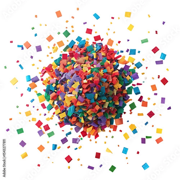 Obraz Rainbow confetti explosion isolated on transparent background