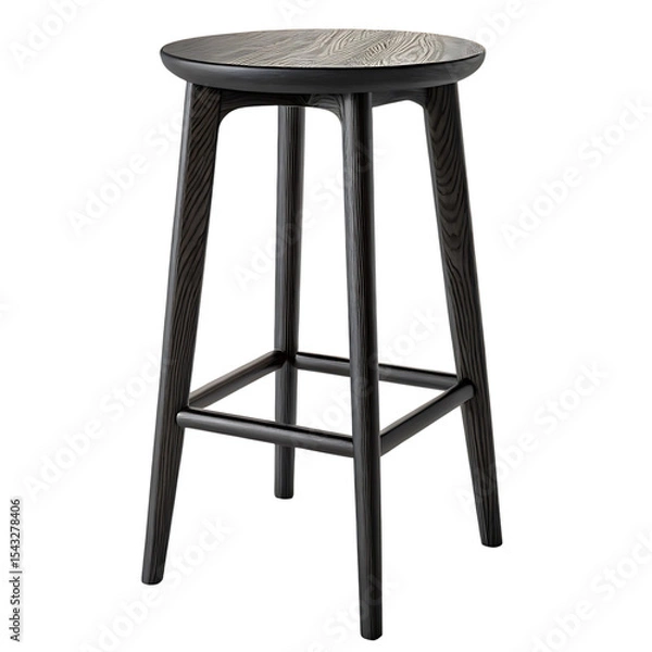 Obraz Dark wood bar stool isolated on transparent background